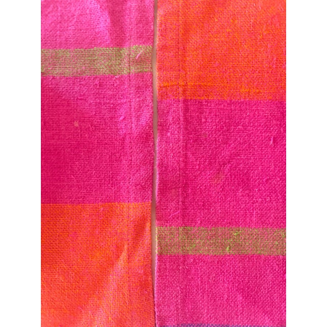 Raspberry Pink 1980s Raspberry Pink Madras Plaid Dinner Napkins, Set of 12 For Sale - Image 8 of 10
