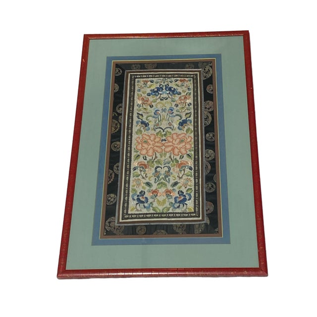 Hand embroidered during the Qing Dynasty, this 19th century Chinese Silk Panel boasts exquisite embroidery featuring...