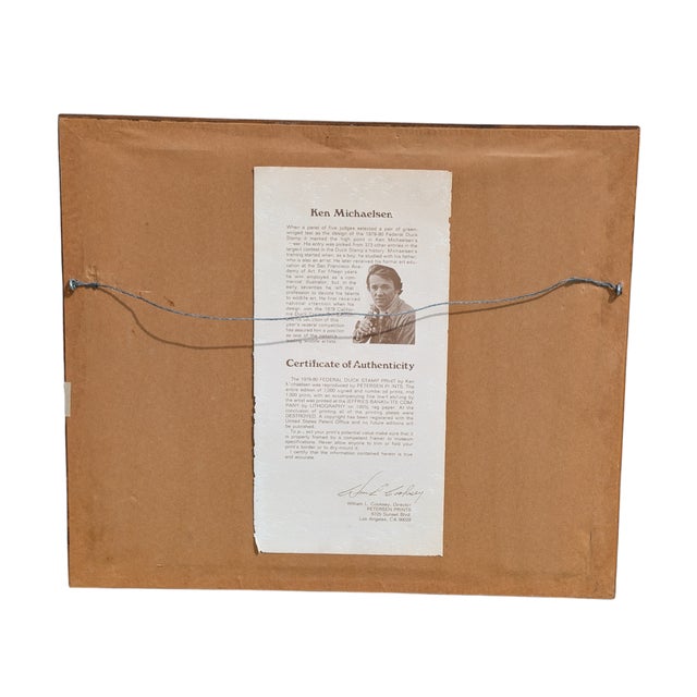 Framed 1979-1980 Federal Migratory Bird Hunting and Conservation Stamp print titled "Green-Winged Teal" by artist Ken...