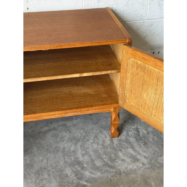 Henning Kjærnulf Oak Storage Cabinet With Black Handles Danish Mid-Century Modern 1960s For Sale - Image 11 of 12