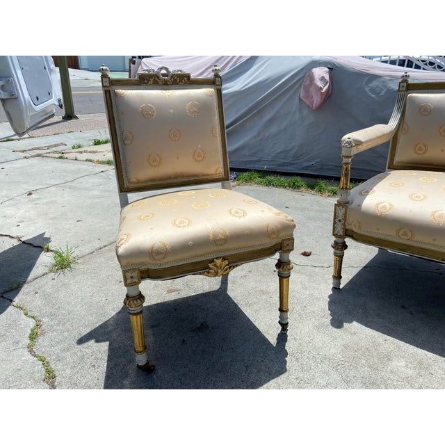 19th Century French Louis XV Style Gold Giltwood 3-Piece Parlor Salon Suite For Sale - Image 10 of 17