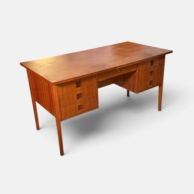 Mid-Century Modern Danish Freestanding Executive Desk For Sale - Image 3 of 13