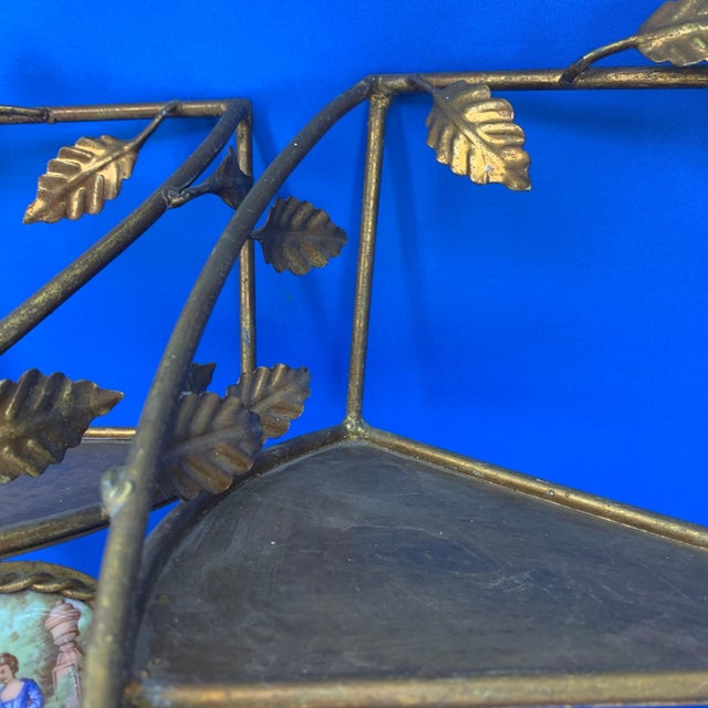 Pair of Gilded Metal Spiral Staircase Wall-Mounted Shelves - 1970's For Sale - Image 11 of 12