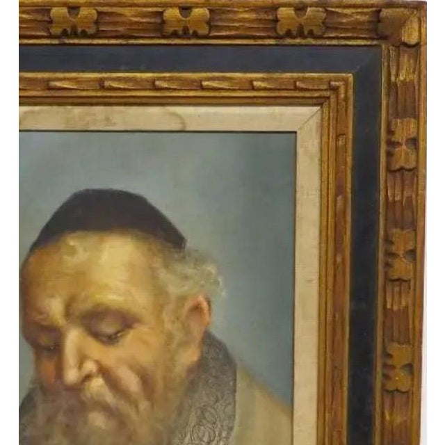 Mid 20th Century Mid-Century Signed Erling Jørgensen Oil Painting - "Rabbi in Study" Fine Judaica For Sale - Image 5 of 10