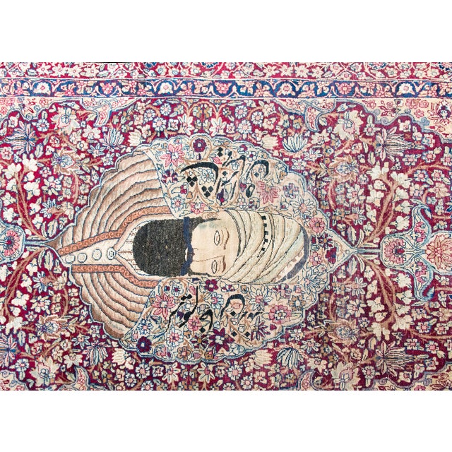Persian Late 19th Century Persian Lavar Pictorial Karim Khan Zand Rug For Sale - Image 3 of 13