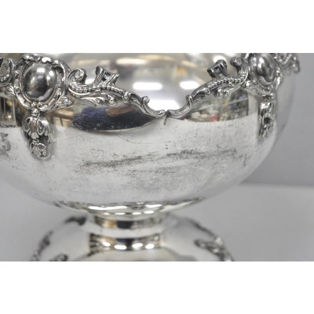 Antique Victorian Silver Plated "1880 H 1905" Monogram Pedestal Fruit Bowl For Sale - Image 11 of 16