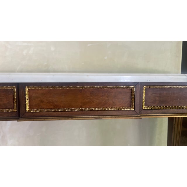 1960s Louis XVI Style Marble Top Console Table W/ Inlaid Brass For Sale - Image 5 of 11