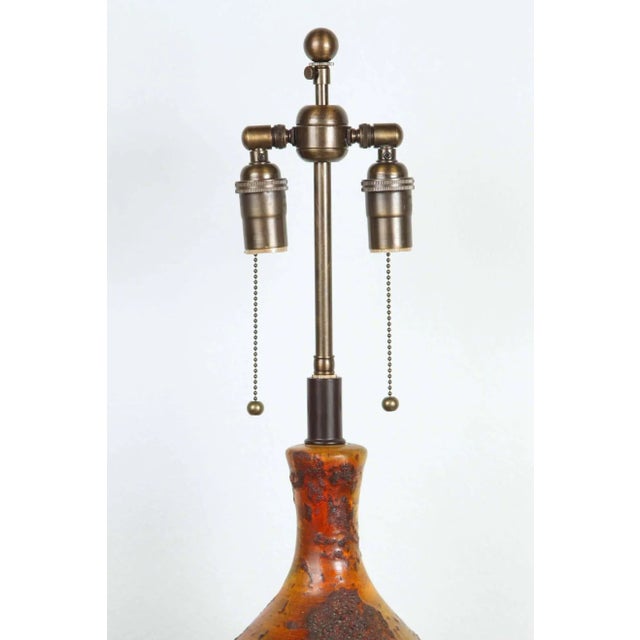 Mid-Century Modern Large Ceramic Lamps - A Pair For Sale - Image 3 of 8