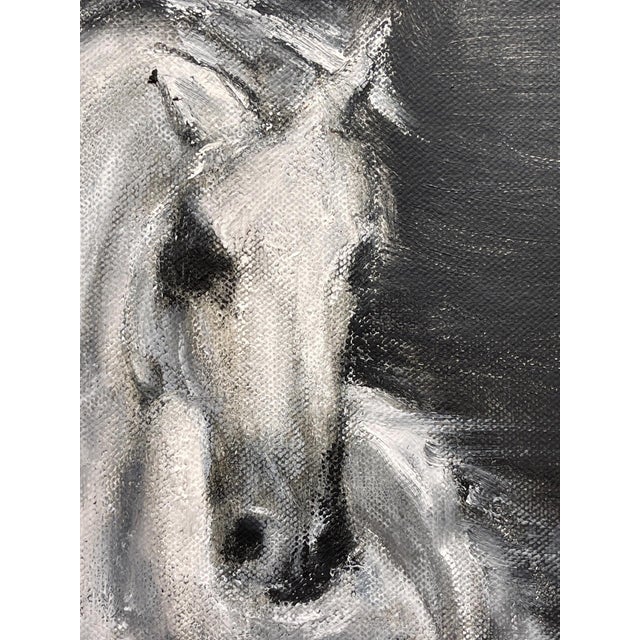 2010s Too Bright or Too Dark, The Effect is the Same by Michael Dowling | Oil, Charcoal on Canvas Horse in motion against a dark background. For Sale - Image 5 of 5