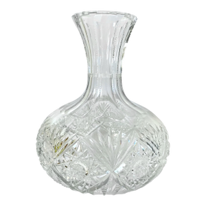 Antique American Brilliant Cut Glass Water/Wine Carafe Fans and Startburst Diamond