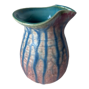 Vintage Studio Art Pottery Turquoise Glazed Pitcher-Signed