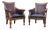 Pair of Mid 20th Century English Regency-Style Double Cane Library Armchairs For Sale