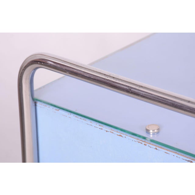 Bauhaus Side Tables in Plywood and Chrome attributed to Mücke-Melder, Czech, 1930s, Set of 2 For Sale - Image 10 of 11