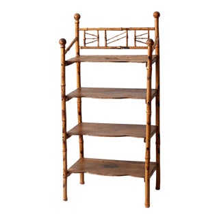 Antique Bamboo Etagere Shelf Stand For Sale
