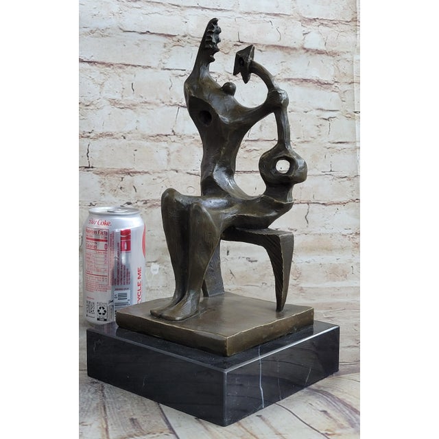 Condition: This sculpture is in perfect condition Bronze Dimensions with Marble Base: Height 12" X Width 7" Marble...