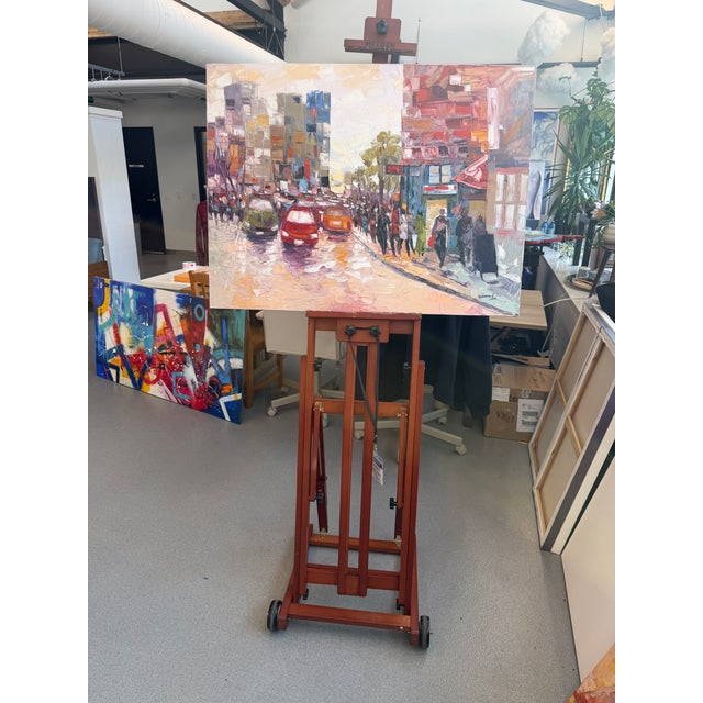 City Glow: The Afternoon Rush, Impasto Oil Painting by Godfrey Afebuame (2024) For Sale - Image 6 of 6