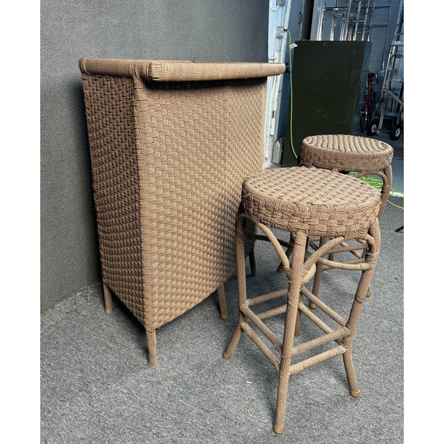 Modern Woven Outdoor Bar Set For Sale - Image 3 of 12