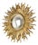Vintage Gold-Leaf Gilt Sunburst Convex Mirror, 1960s For Sale