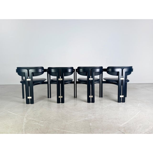 Wood Pamplona Chairs in Leather by Pozzi Augusto Savini, Set of 4 For Sale - Image 7 of 11