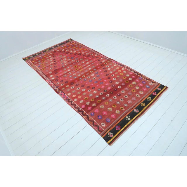 This beautiful embroidered rug from westhern of turkey. Ethnic rug made with pure wool and dyed naturally. The Turkish...