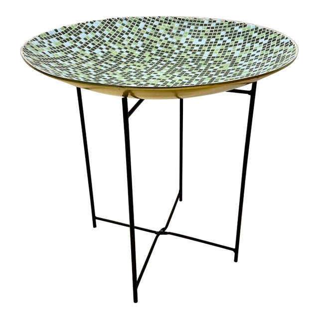 Large Mosaic Tile Scoop Bowl Top Table For Sale