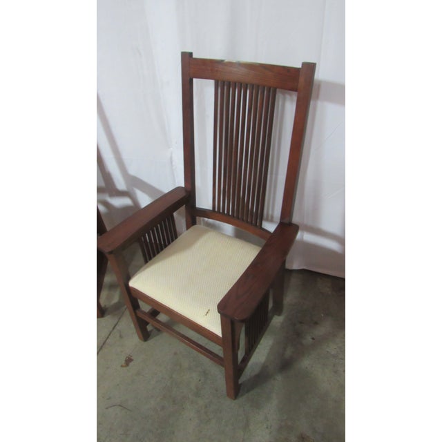 Mission 1980s Pair Mission Oak Pa House Pennsylvania Dining Room Chairs For Sale - Image 3 of 6