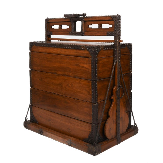 Wood Chinese Wood and Wrought Iron Wedding Chest For Sale - Image 7 of 13