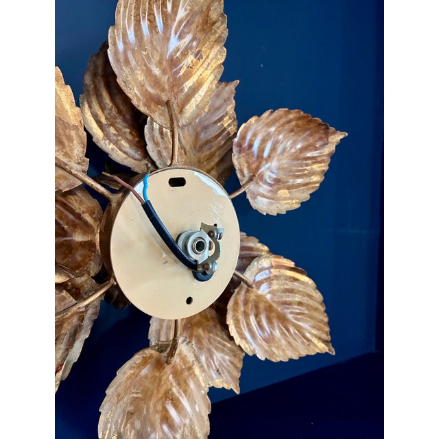 1970s Wall Sconce with Petals in Gilded Sheet Metal, 1970 For Sale - Image 5 of 6