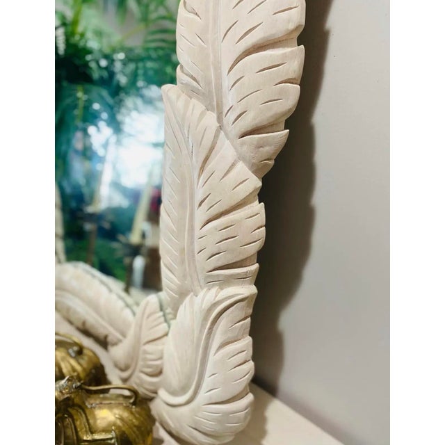 Beige Serge Roche Style Wood Carved Palm Tree Front Console Table & Mirror For Sale - Image 8 of 12