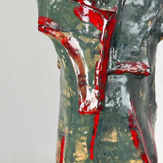 Abstract Decorative Glazed Ceramic Vase Sculpture by Pupo Gino, Italy, 1940s For Sale - Image 11 of 15