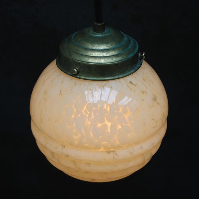 1950s French Clichy Yellow Glass Pendant Lamp For Sale - Image 5 of 6