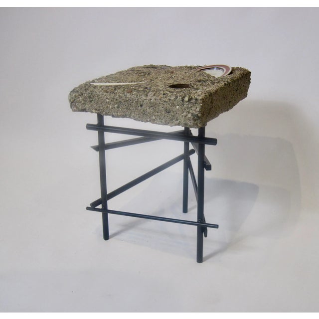 Metal 1960s Studio Made Found Object Cement Table With Sculptural Steel Base For Sale - Image 7 of 10