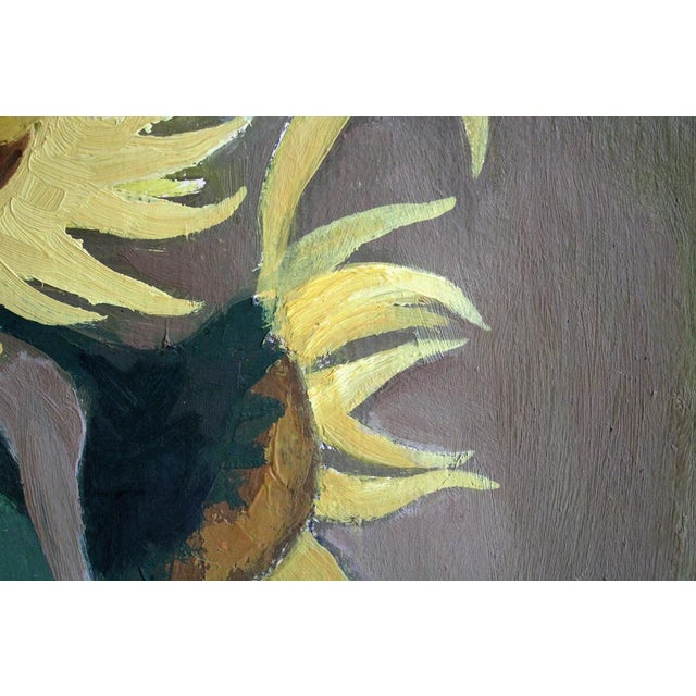 Laimdots Murnieks, Sunflowers, 1990, Oil on Cardboard For Sale - Image 8 of 12