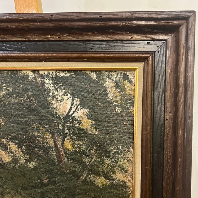20th Century American School Oil on Canvas Impressionist Style Landscape Framed Signed For Sale - Image 4 of 10