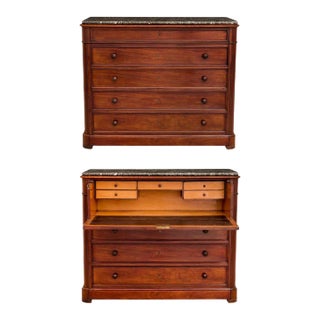 Louis-Philippe Mahogany & Marble Secretary Chest For Sale
