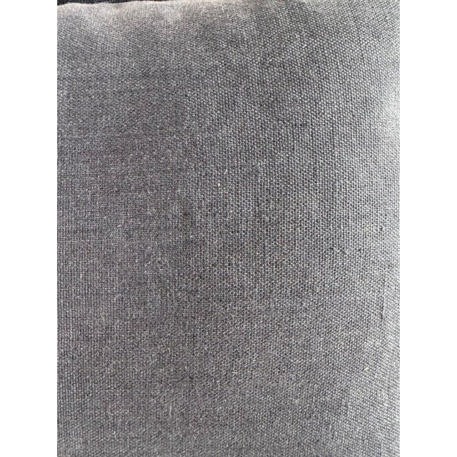 Antique Indigo-Dyed Textile Pillow, Linen, Geometric Motifs, Usa For Sale - Image 9 of 9