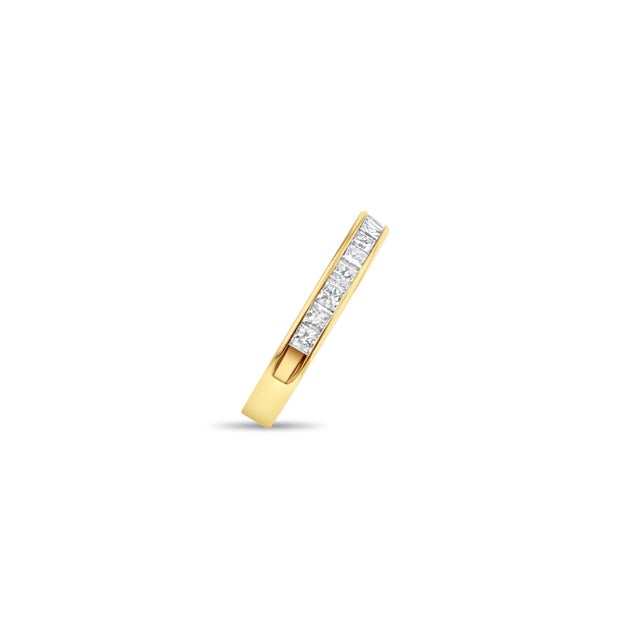 Contemporary Half Carat Princess Cut Diamond Wedding Band 14k Yellow Gold, Size 9 For Sale - Image 3 of 5