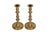 A pair of traditional turned candlesticks made of brass. Simple capitals top stems turned with double knops, finished with...