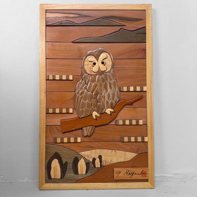2000 - 2009 Japanese Wooden Owl Wall Decoration from Y. Hayashi, 2000 For Sale - Image 5 of 10
