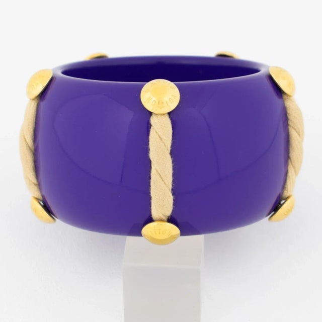 2010s Louis Vuitton Blue Nautical Rope Bangle Bracelet Cruise 2010 Gold Grommets For Sale - Image 5 of 10