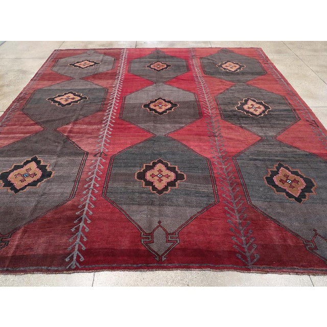 A vintage Turkish Anatolian square room size carpet handmade during the Mid-20th century. Measures: 12' 7" x 13' 8"