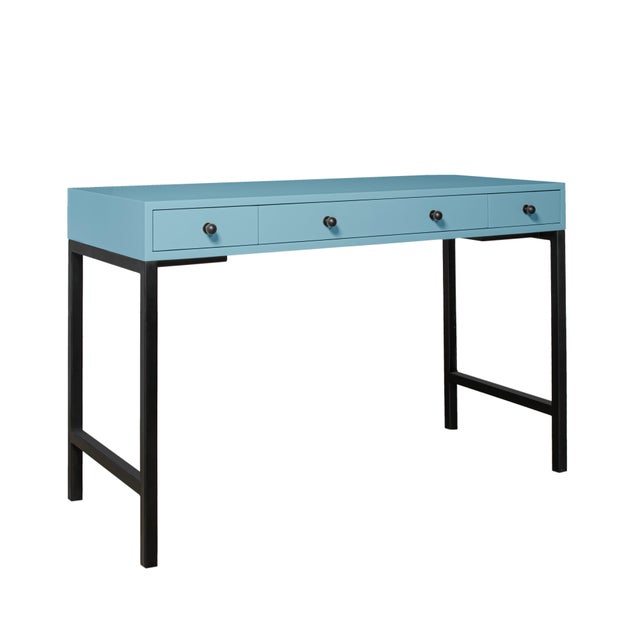 Aqua Maple Writing Desk - Pool Blue For Sale - Image 8 of 8