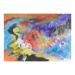 Sea Creatures Abstract Watercolor by Les Anderson