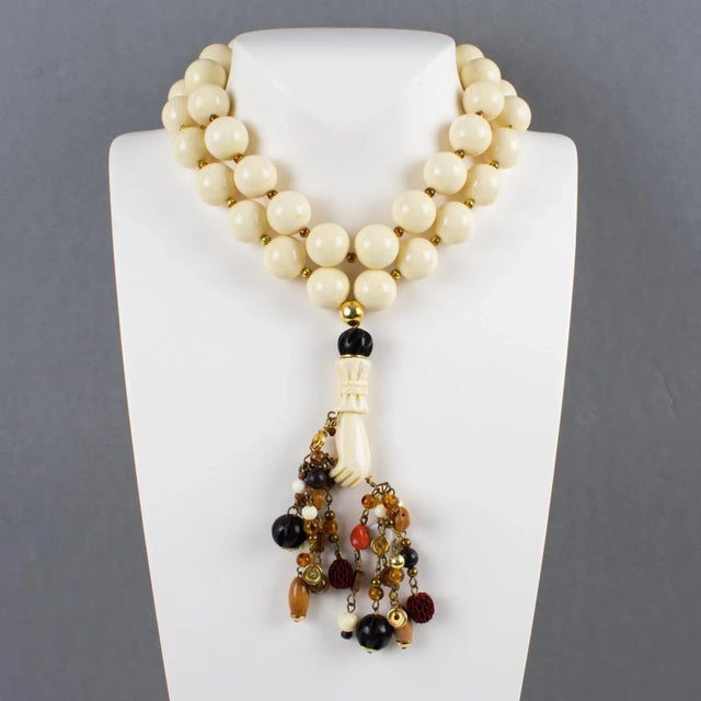 Valentino Valentino Garavani Haute Couture Beaded Choker Necklace With Charms For Sale - Image 4 of 11