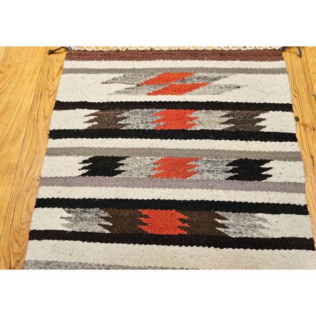 American Vintage Native American Navajo Rug, Wool & Cotton, Banded Pattern, Tribal Art, 2x3 For Sale - Image 3 of 9