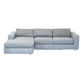 West Elm Urban Modern Gray Sectional Sofa With Left-Facing Chaise For Sale