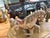 I love this but it doesn't go with my decor. Rotating carousel coffee table — wrought iron canopy base, twisted brass...