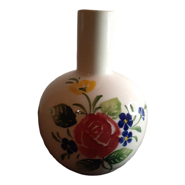 1970s Hand-Painted Porcelain Vase by Bresolin, Italy For Sale