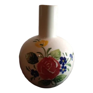 1970s Hand-Painted Porcelain Vase by Bresolin, Italy