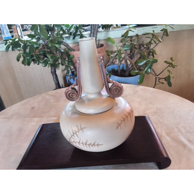 Ceramic Antique German Porcelain Footed Vase With the Mark of Rudolstadt and Straus, Handpainted Cockatoos For Sale - Image 7 of 17